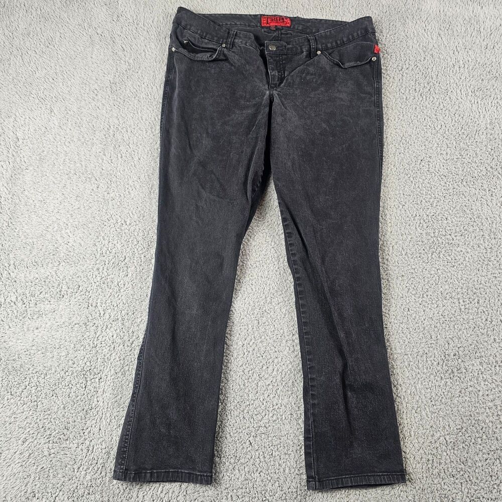 Tripp NYC Jeans Womens 16 Short Black Stretch Straight Leg Goth Punk Y2K Casual
